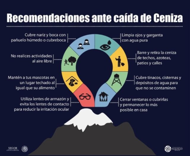 Autoridades piden a la ciudadanía tomar precauciones ante la caída de ceniza