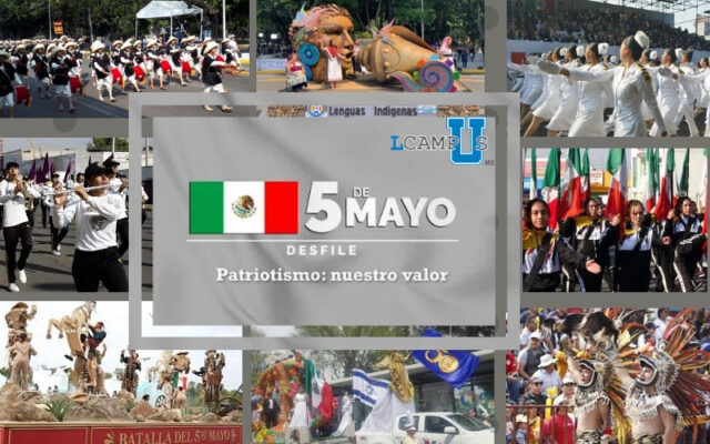 Desfile cívico militar emblema de la conmemoración del 157 aniversario de la Batalla de Puebla