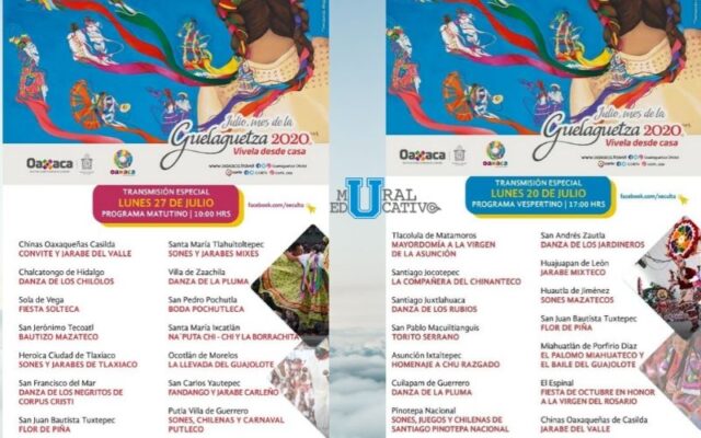 Este es el Calendario de las actividades virtuales de la Guelaguetza 2020