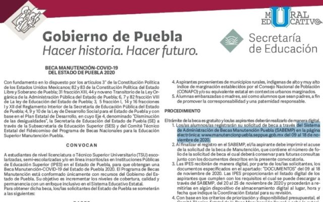Emite SEP convocatoria para obtener la Beca Manutención-Covid-19