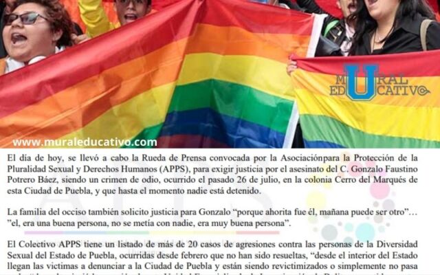 Más de 20 agresiones en contra de la Comunidad LGBTI se registran en 44 de los 217 municipios de Puebla