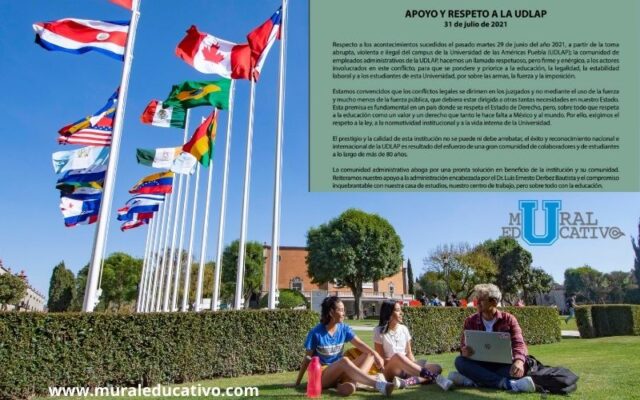 Trabajadores administrativos de la UDLAP manifestaron su apoyo al rector, Luis Ernesto Derbez