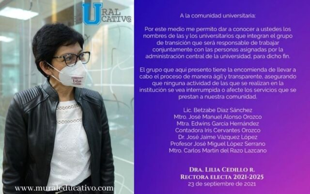 Rectora electa de la BUAP, da a conocer al equipo responsable del proceso entrega-recepción