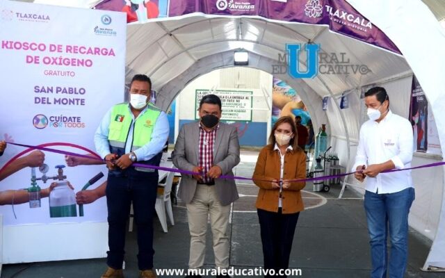 Inaugura gobernadora de Tlaxcala, Lorena Cuéllar Kioscos De Recarga De Oxígeno Gratuito