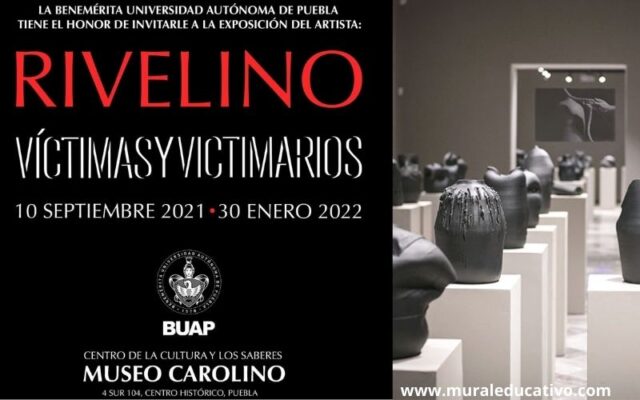 El Centro de la Cultura y los Saberes, cobijando la exposición Víctimas y Victimarios del escultor Rivelino