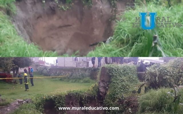 Aparece Socavón en la comunidad de Morales en Huamantla