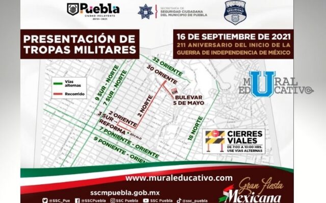 Anuncia Ayuntamiento de Puebla presentación de tropas militares para este 16 de septiembre