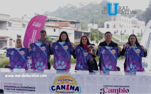 Presentan medalla y playera de la 1ª Carrera Canina en San Andrés Cholula