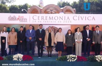 Encabeza Lupita Cuautle conmemoración del Día de la Bandera en San Andrés Cholula