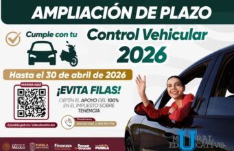 Amplia Gobierno de Puebla plazo para pago de control vehicular