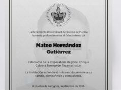 BUAP lamenta fallecimiento de estudiante de la Preparatoria Enrique Cabrera Barroso