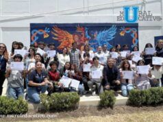 Plasman estudiantes BUAP su talento y creatividad en mural de la preparatoria de Tepeaca